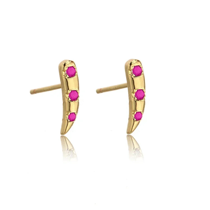 Rose Red Zircon Hoop Earrings for Women Minimalist Dangle Party Jewelry Trend 2025