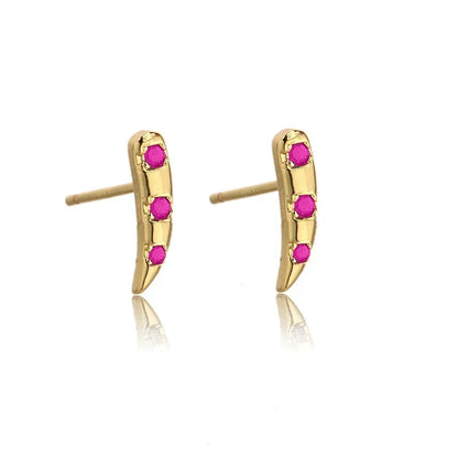 Rose Red Zircon Hoop Earrings for Women Minimalist Dangle Party Jewelry Trend 2025