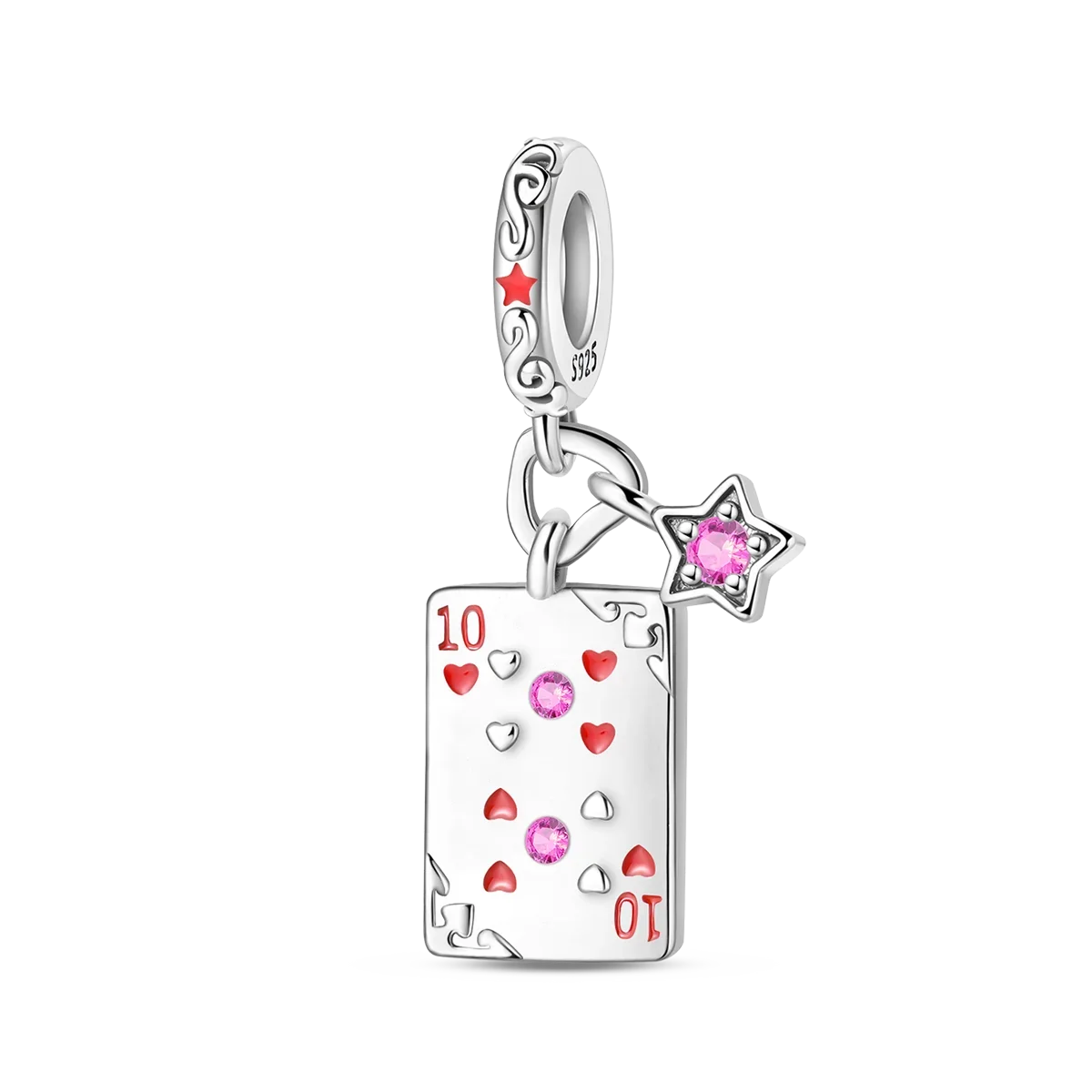 Original 925 Sterling Silver Playing Card Charms Pendant Poker Joker Hearts Spades Crown Bead Jewelry for Bracelets and Necklaces