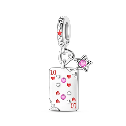 Original 925 Sterling Silver Playing Card Charms Pendant Poker Joker Hearts Spades Crown Bead Jewelry for Bracelets and Necklaces