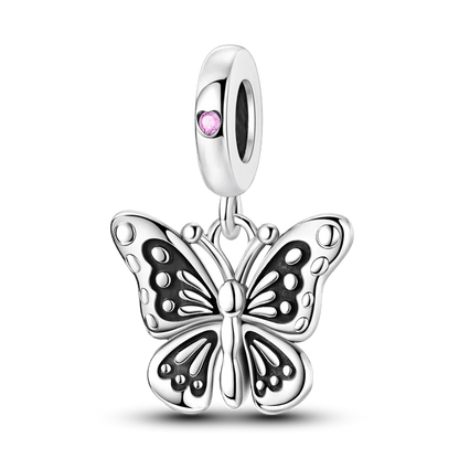 Silver Star Moon Heart Charm Bracelet with CZ Beads and Angel Wing Pendant for Women KTC975