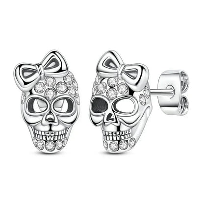 925 Sterling Silver Gold Hoop Earrings Halloween Pumpkin Skull Christmas Tree Zircon Studs for Women DIY Jewelry