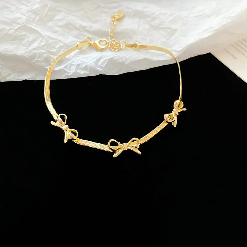 Silver Color Bowknot Bracelets for Women Girls Jewelry Gifts Style3