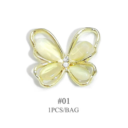 Elegant Gold Silver Metal Bowknot Nail Charm 3D Rhinestone Decor for DIY Manicure Art