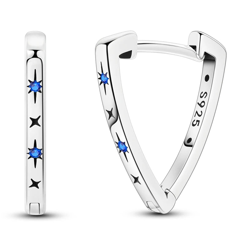925 Sterling Silver Zirconia Hoop Earrings for Women Engagement Birthday Gift KTE380