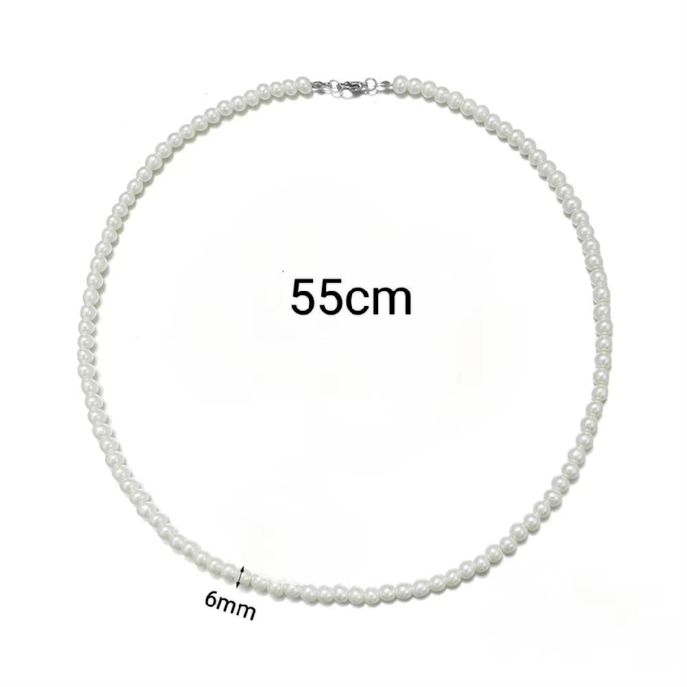 Elegant Unisex Pearl Necklace Handmade Bead Strand for Weddings and Banquets 2024 Trend