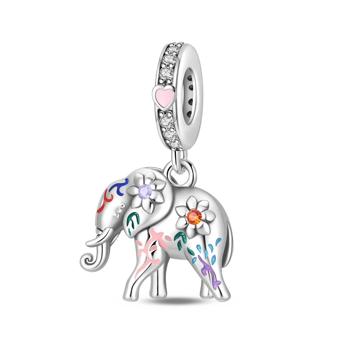 925 Sterling Silver Animal Charms Set Elephant Cat Capybara Swan Zircon Beads for DIY Necklace and Bracelet Jewelry Gift