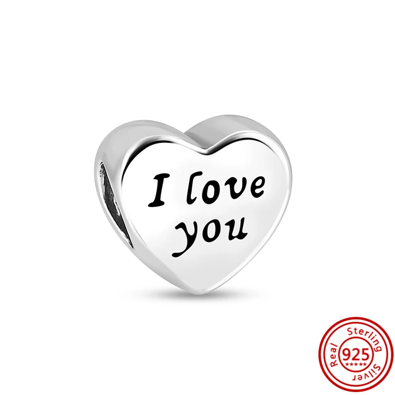 Silver Animal Hearts Infinity Crown Bead Charms Bracelet for Women 925 Sterling Silver Jewelry RS140