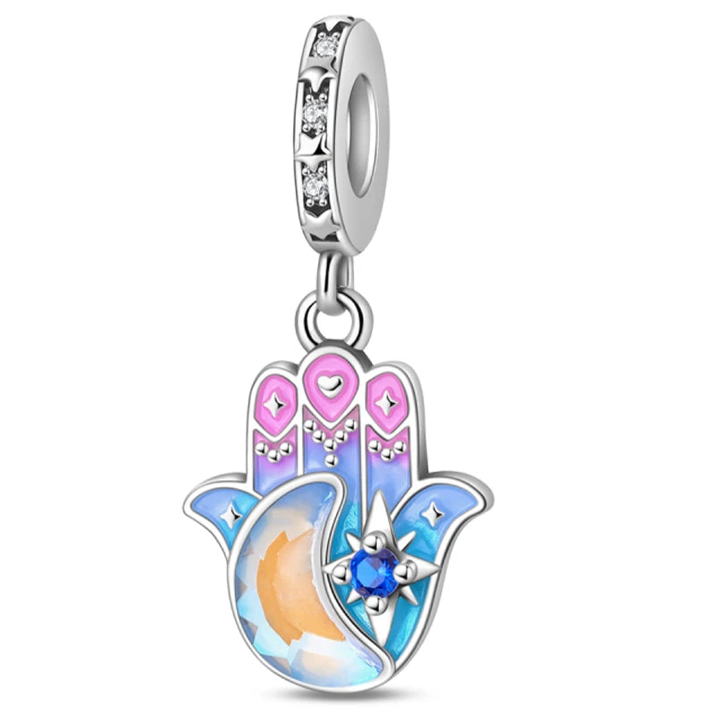 925 Sterling Silver Luminous Lantern Angel Cat Charm