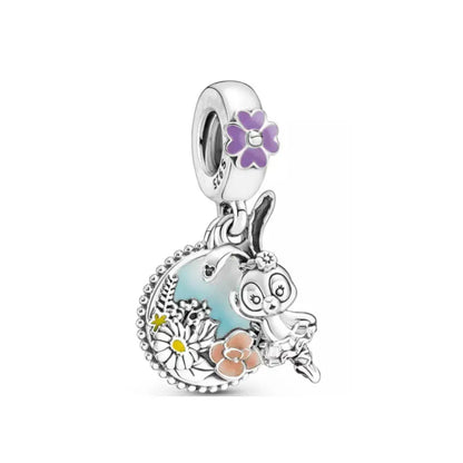 2025 Hot Selling 925 Silver Red Bow Rabbit Pendant Girl Beads for European Original Bracelet DIY Exquisite Jewelry