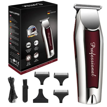 Rechargeable Titanium Alloy Hair Clipper Grooming Kit for Men with Electric Length Adjustment and Automatic Power Selection