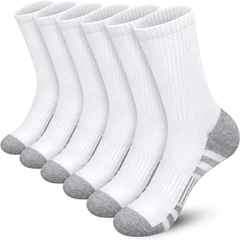 3 Pairs Men's Outdoor Gym Socks Comfortable Ground-Gripping EU 40-45 6 Pairs White