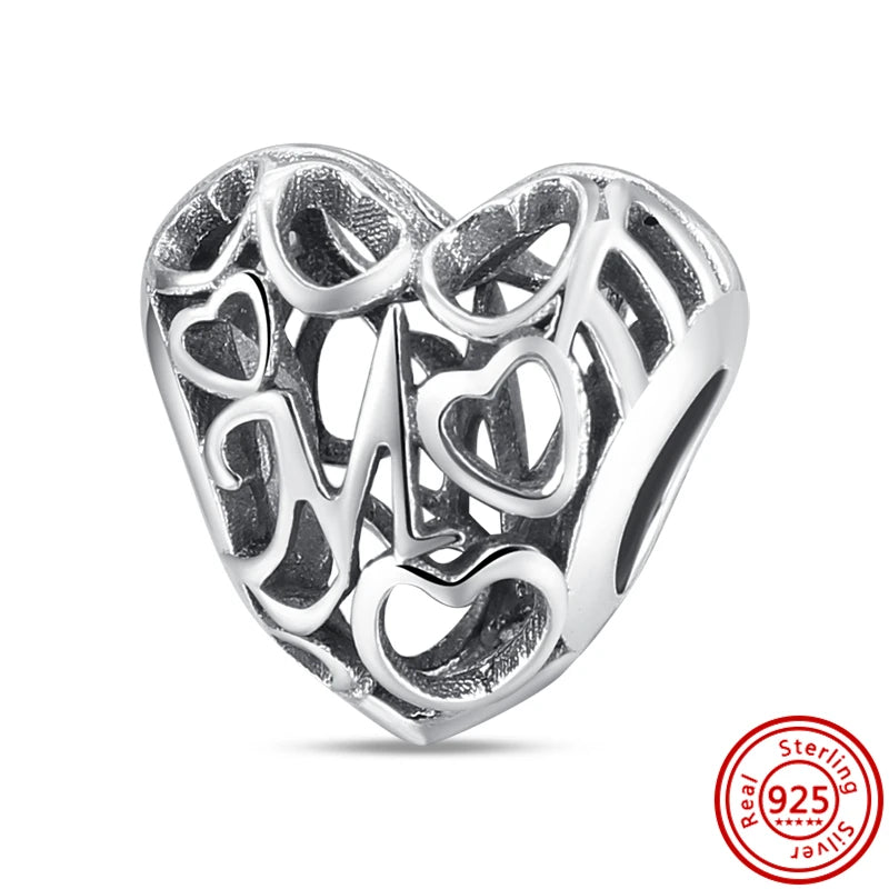 Silver Animal Hearts Infinity Crown Bead Charms Bracelet for Women 925 Sterling Silver Jewelry Y264