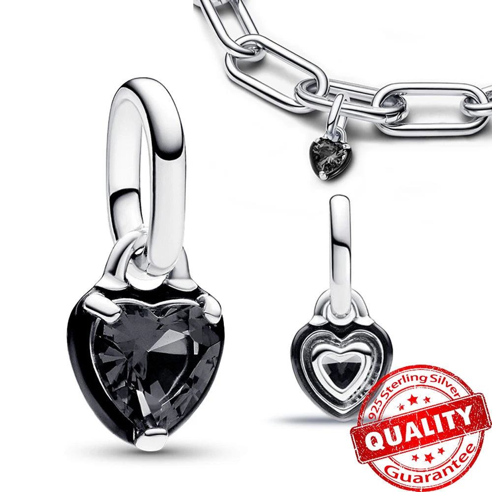 Elegant 925 Sterling Silver Pearl Heart Key Pendant for Bracelets and Necklaces FCC342-BK
