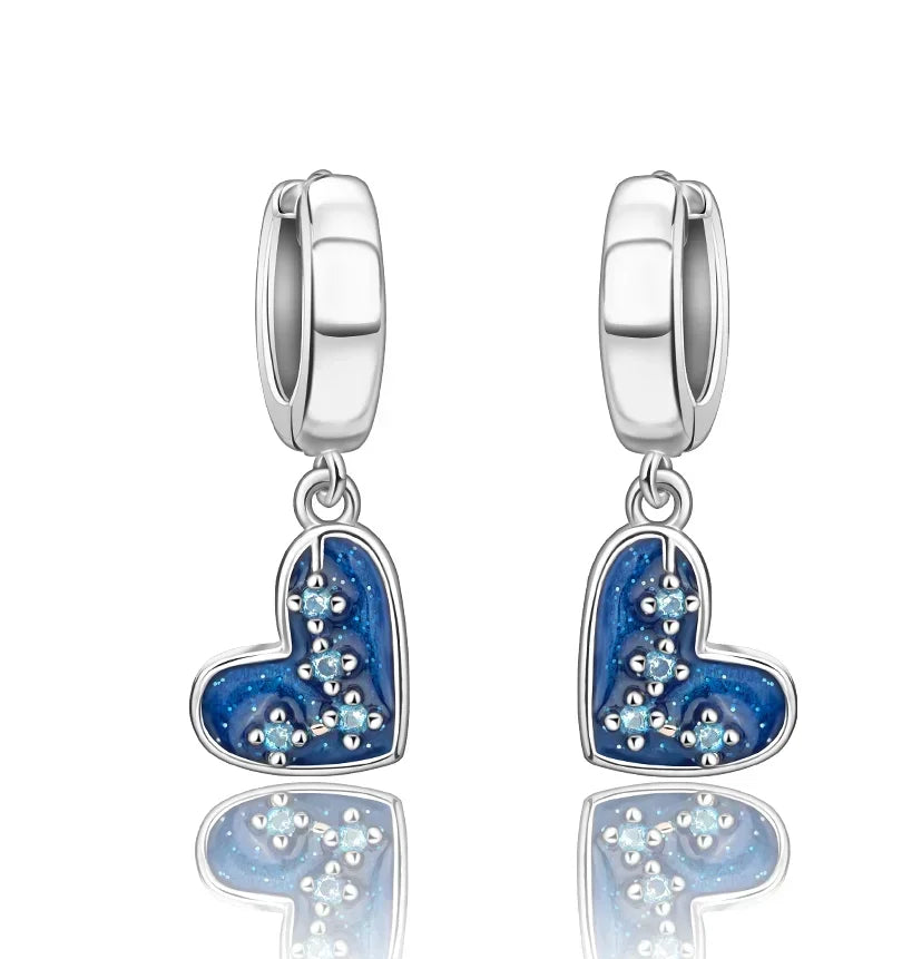 Luxury 925 Sterling Silver Chunky Hoop Earrings with Big Heart Zircon Accents for Women Wedding Party Jewelry Gifts