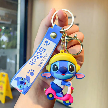Kawaii Anime Disney Keychain Set Featuring Mickey Mouse, Minnie, Lilo & Stitch