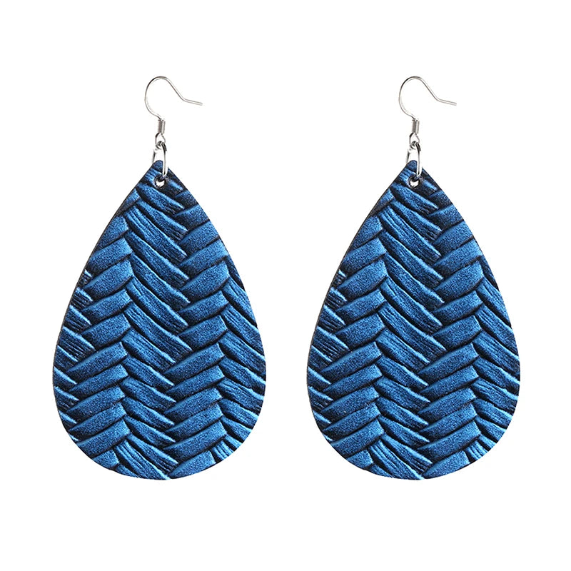 Elegant Faux Leather Teardrop Earrings for Women Lightweight Dangle Fashion Jewelry