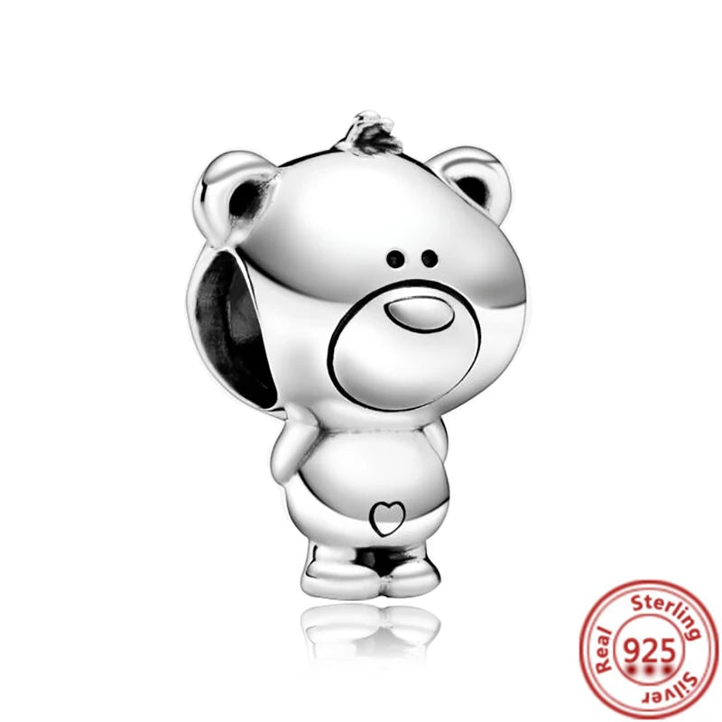 Cute Animal Family Charm Beads for DIY Silver Bracelet Jewelry Making Y120