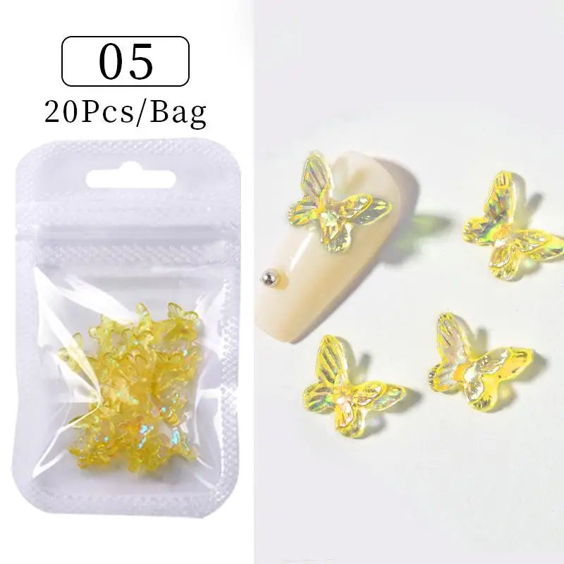 Kawaii Lollypop 3D Nail Art Charms Set with Resin Butterfly and Bear Rhinestones