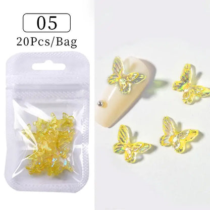Kawaii Lollypop 3D Nail Art Charms Set with Resin Butterfly and Bear Rhinestones