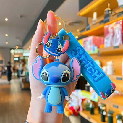 Kawaii Anime Disney Keychain Set Featuring Mickey Mouse, Minnie, Lilo & Stitch