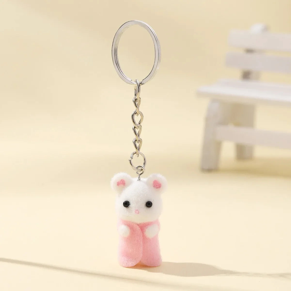 3D Cute Mouse Flocking Charms Cartoon Animal Resin Pendant for DIY Jewelry Making and Handmade Accessories
