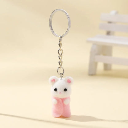 3D Cute Mouse Flocking Charms Cartoon Animal Resin Pendant for DIY Jewelry Making and Handmade Accessories