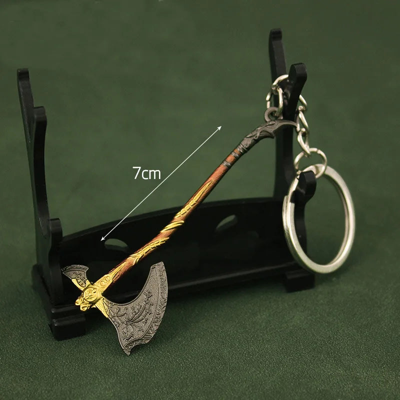 Mini God of War Kratos Blade of Chaos Keychain Metal Model for Men Party Jewelry