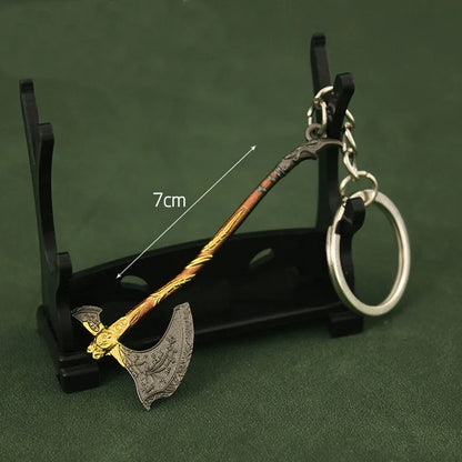 Mini God of War Kratos Blade of Chaos Keychain Metal Model for Men Party Jewelry