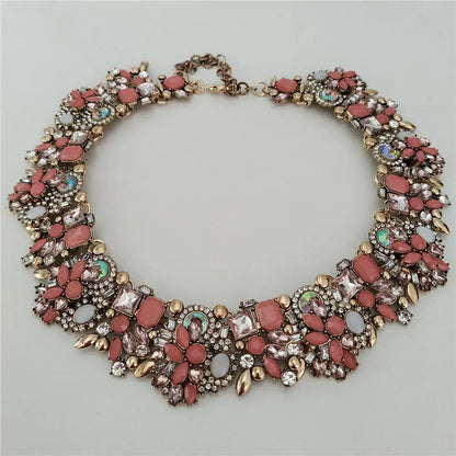 Indian Ethnic Crystal Rhinestone Necklace Earrings Set for Bridal 2024 Jelly Pink