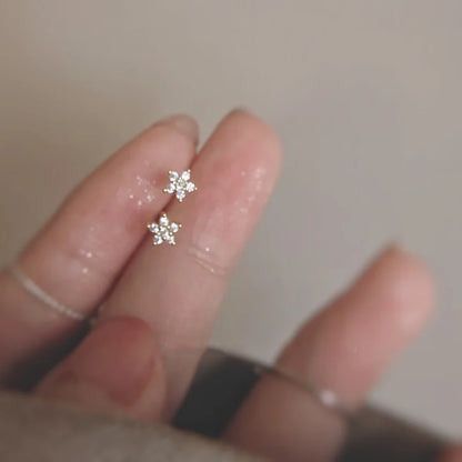 Elegant 925 Silver Needle Minimalist Round Cubic Zirconia Stud Earrings for Women