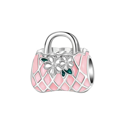 Romantic 925 Sterling Silver Pink Lipstick Heart Bow Rose Flower Zircon Charm Bead for DIY Bracelet Jewelry Gift