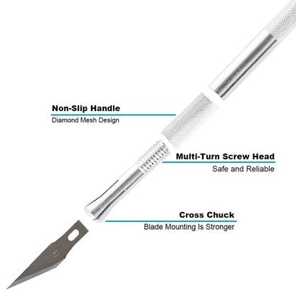 Engraving Non-Slip Metal Knife Kit with 40pcs Blades for PCB Repair