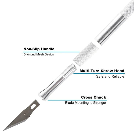 Engraving Non-Slip Metal Knife Kit with 40pcs Blades for PCB Repair