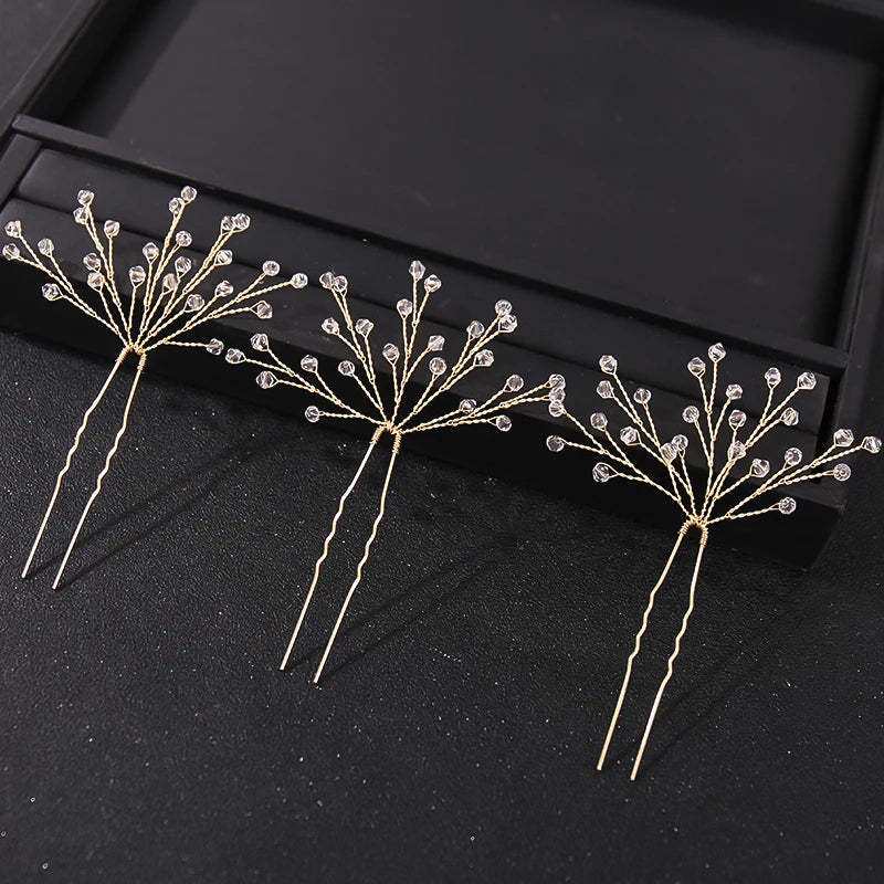 Elegant Crystal Pearl Rhinestone Hairpins for Women Bridal Party Accessories