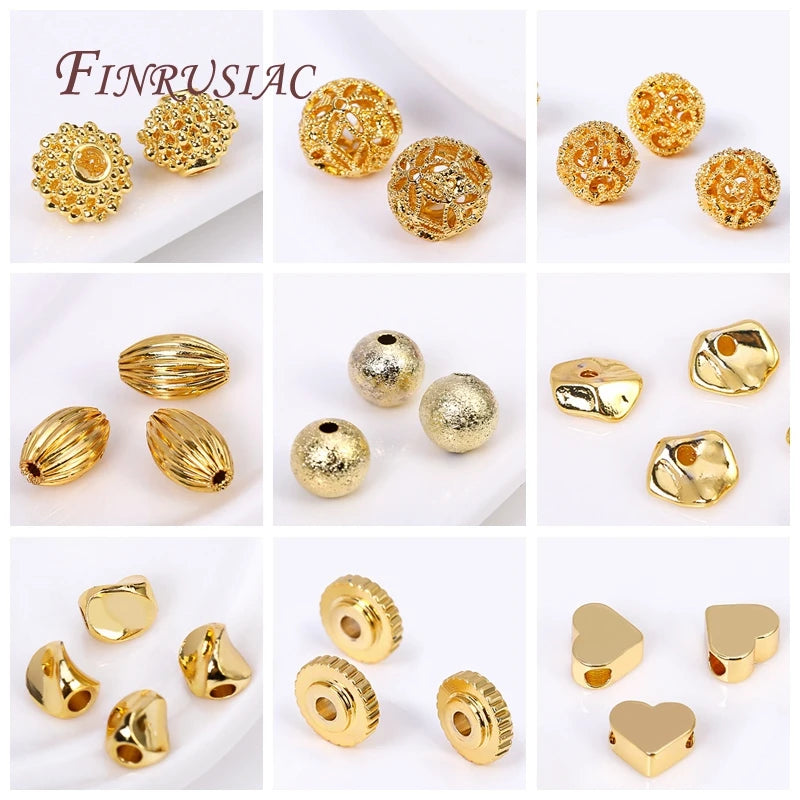 18K Gold Plated Heart Spacer Beads for DIY Jewelry Making Accessories 6x5MM with 2.5MM Hole Size