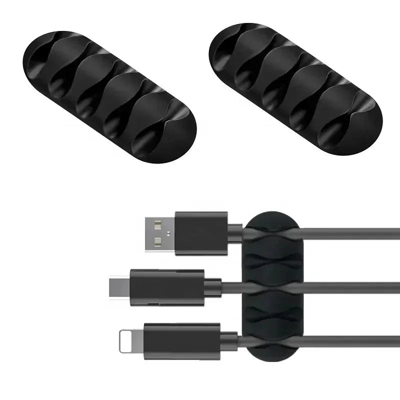 Silicone USB Cable Organizer Clips Self Adhesive Wire Winder for Headset Mouse Keyboard iPhone Huawei