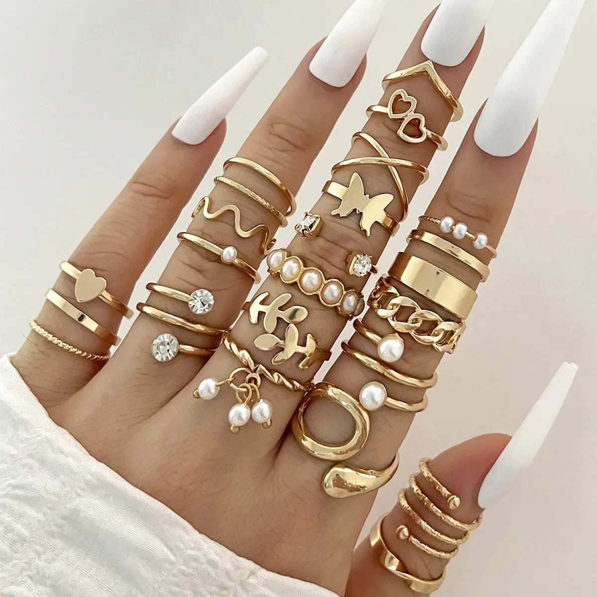 Silver Geometric Knuckle Rings Set for Women with Eye Cross Sun Moon Leaf Charms Boho Jewelry