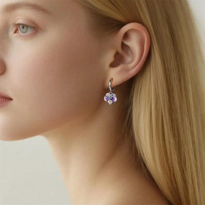 925 Sterling Silver Tulip Hoop Earrings with Dragonfly Firefly Bow Shell Conch and Turtle Designs Fine Jewelry Gifts for Women