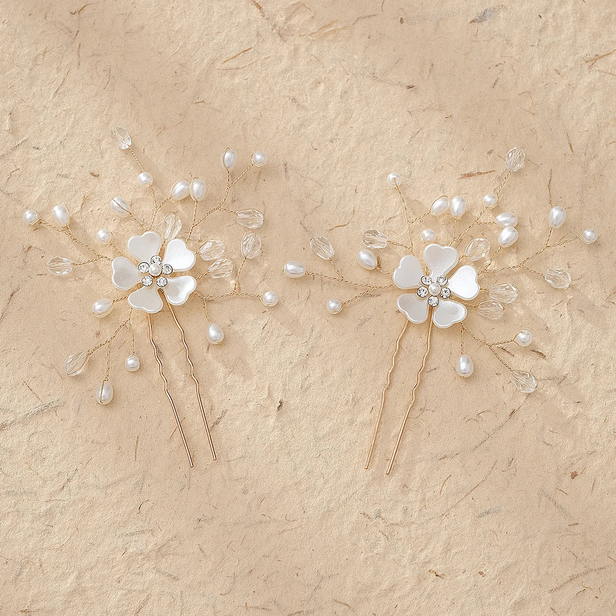 Elegant Pearl Flower Hair Clip Set for Bridal Wedding Accessories