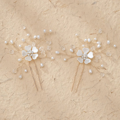 Elegant Pearl Flower Hair Clip Set for Bridal Wedding Accessories