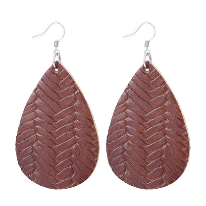 Elegant Faux Leather Teardrop Earrings for Women Lightweight Dangle Fashion Jewelry