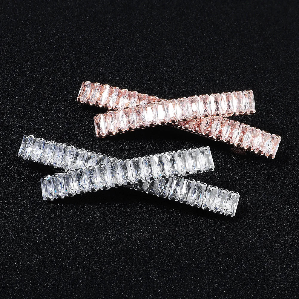 Elegant Cubic Zirconia Leaf Hair Clips for Bridal and Wedding Style