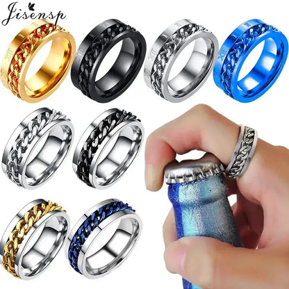 Stainless Steel Spinner Chain Anxiety Rings for Men and Women 532