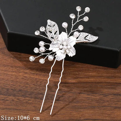 Elegant Pearl Rhinestone Flower Hair Pins for Women Wedding Accessories
