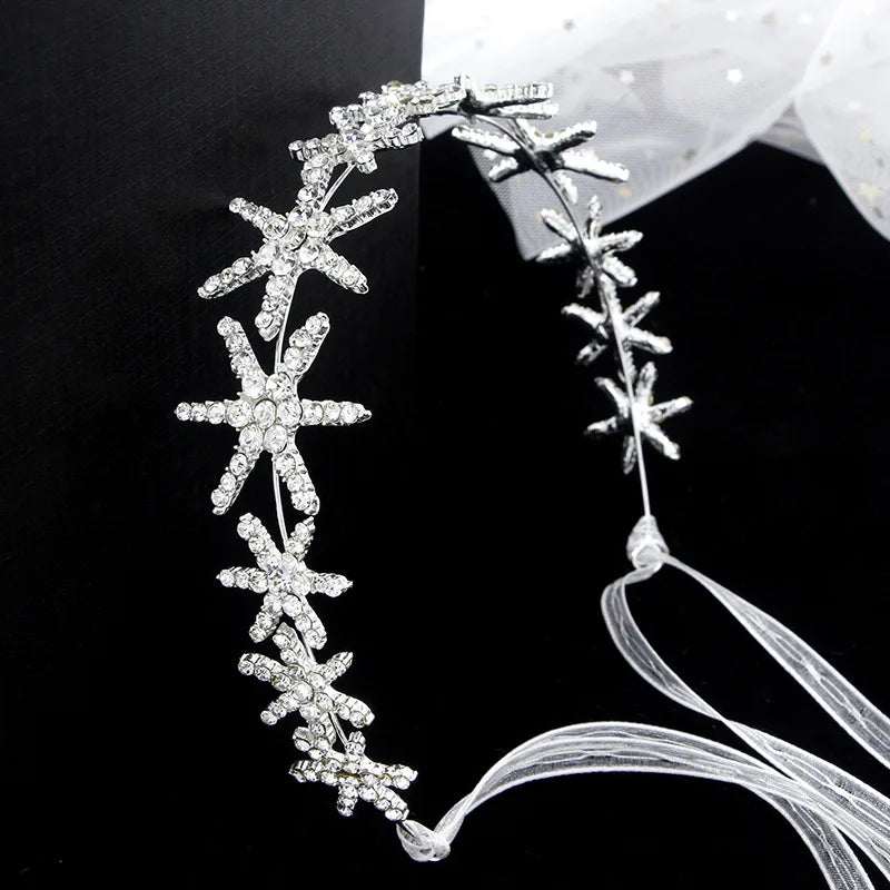 Wedding Crown Hair Jewelry - Double Layer Crystal Star Headpiece with Rhinestones Style 6