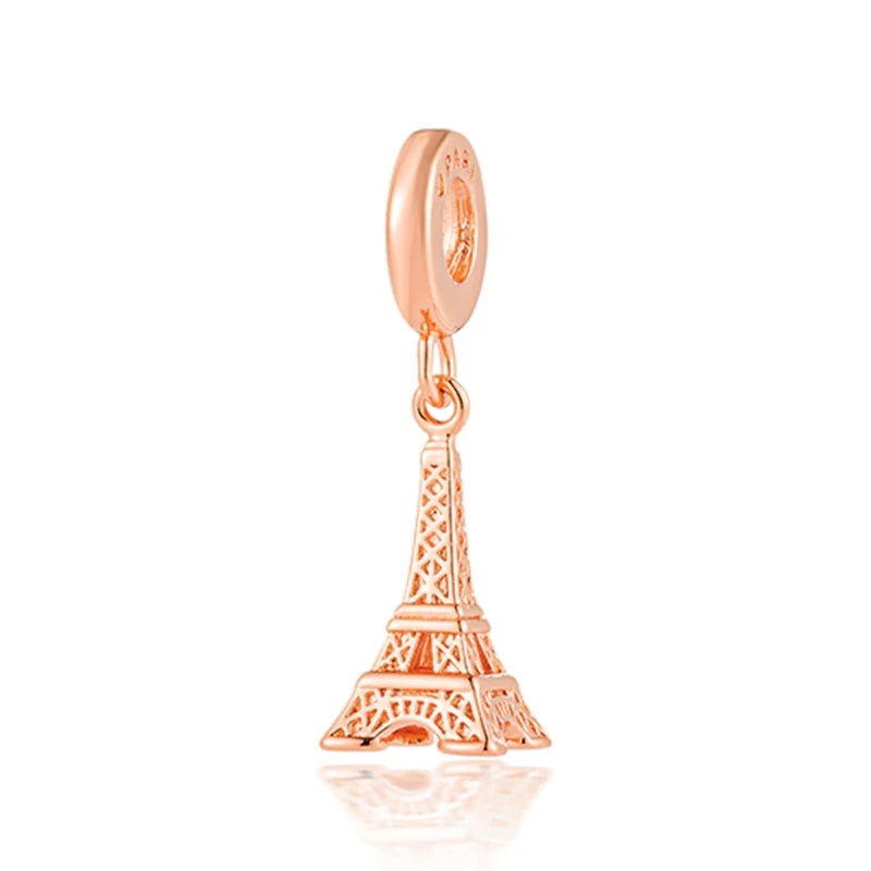 Fine Gold Eiffel Tower Statue Of Liberty Castle Charm Bead