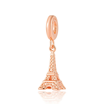 Fine Gold Eiffel Tower Statue Of Liberty Castle Charm Bead