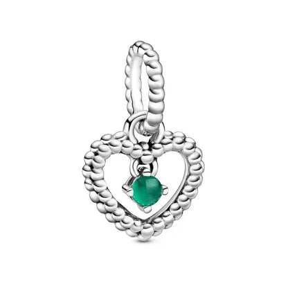 925 Sterling Silver Green Four-Leaf Clover Avocado Cactus Coconut Palm Bead Charms for DIY Bracelet and Necklace Women Gift