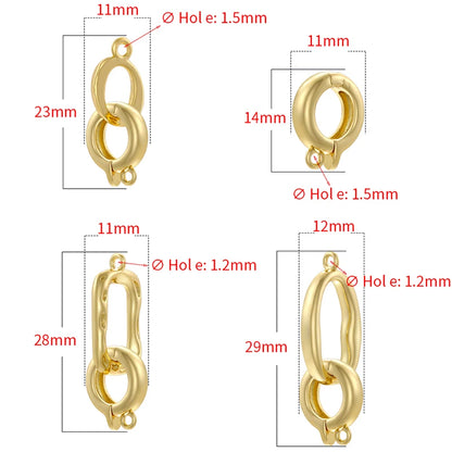 ZHUKOU 18K Gold Plated Connector Clasps for Jewelry Crafting in Four Elegant Styles